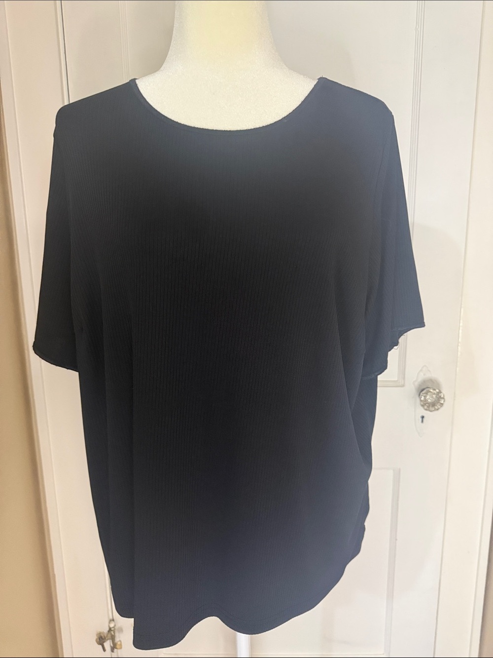 Fashion Bug Black Short Sleeve Ribbed Top